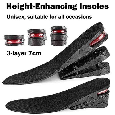 7cm Height Boost Insoles Shock Absorbing for Sneakers Boots Free Cutting Unisex