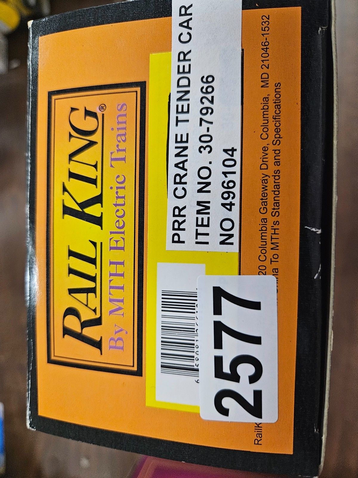 Rail King O Scale Crane Tender Car Pennsylvania 30-79266 Die-Cast Trucks MTH Box