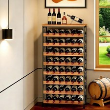 48-Bottle Freestanding Wine Rack with Wooden Tabletop