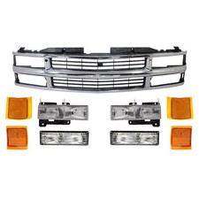 Front Chrome Grille Headlights Reflectors For 1995-1999 Chevrolet Ck Series