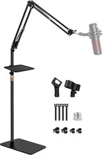 Microphone Stand with Weighted Base, Mic Floor Stand Boom Arm with Mic Accessory