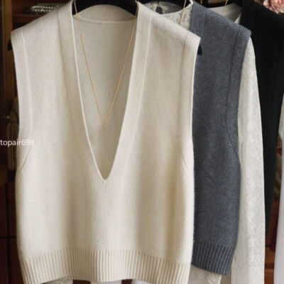 Womens Pullover Sweater Vests Cashmere Blend Pullover V-Neck Winter Waistcoats