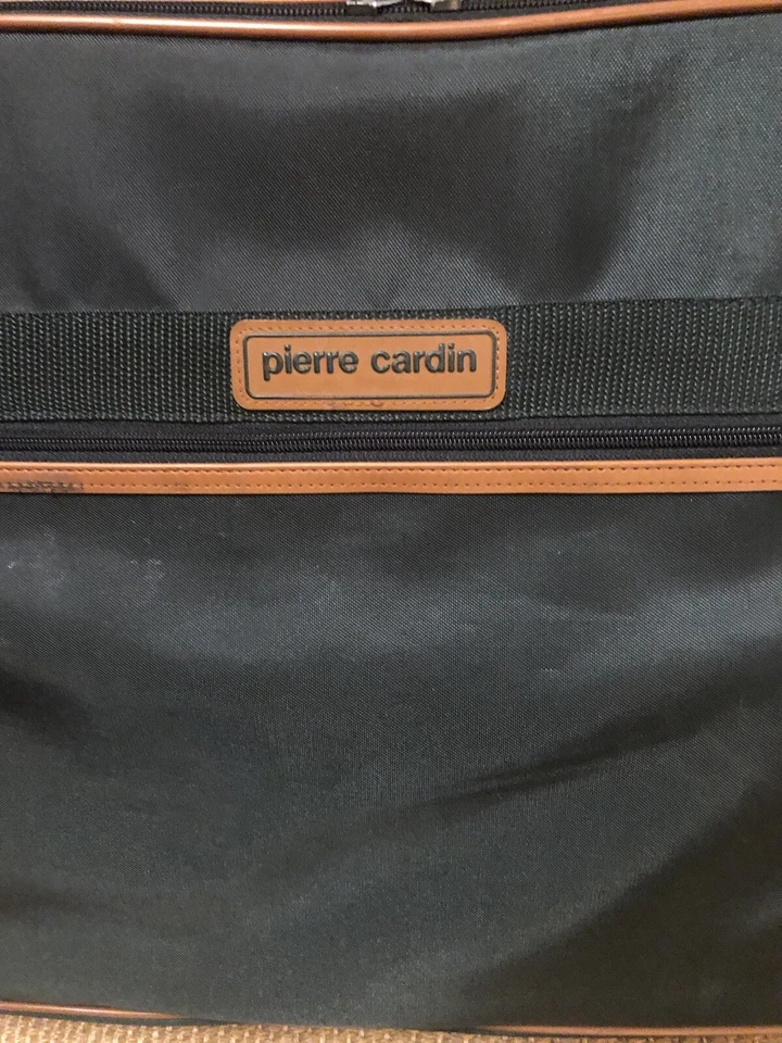 Pierre Cardin Green & Leather  Suitcase with Wheels 25x18X7  Vintage - Image 4 of 4