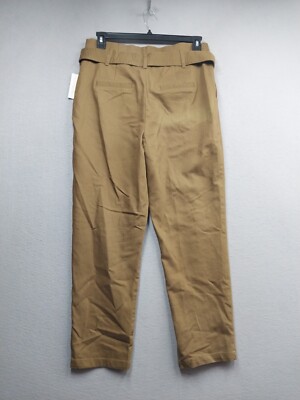 A NEW DAY PAPER BAG PANTS SIZE 8 COTTON TWILL OLIVE BROWN W/BELT STRAIGHT  LEG | eBay