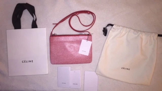 Celine — Authentic Celine Trio Bag PM Red Limited Edition Goatskin Chevre VERY RARE