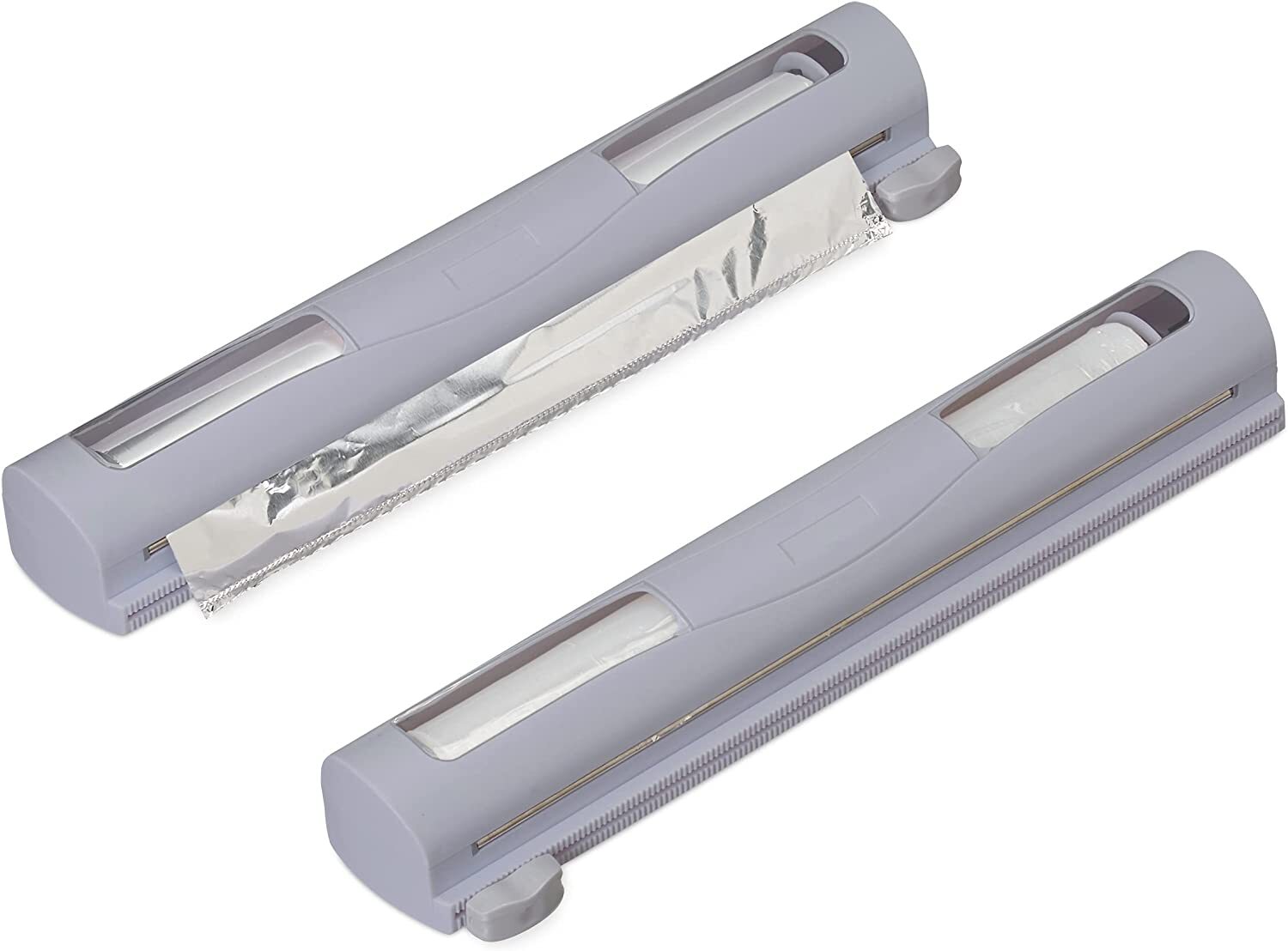 Lot de 2 distributeurs de film alimentaire et aluminium transparent en bambou naturel Relaxdays