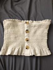 Ruffled Cream Tube Top