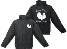 PERSONALISED BOMBER JACKET EQUESTRIAN HORSE JOCKEY RIDER WATERPROOF XMAS COAT