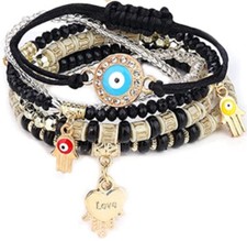 6 PC Handmade Bohemian Beaded Stackable Stretch Bracelet Set New Free Ship 5463