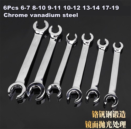 6Pcs Metric Line Pipe Flare Nut Spanner 6 Point 15° Offset Wrench Set 6mm - 19mm - Picture 4 of 22