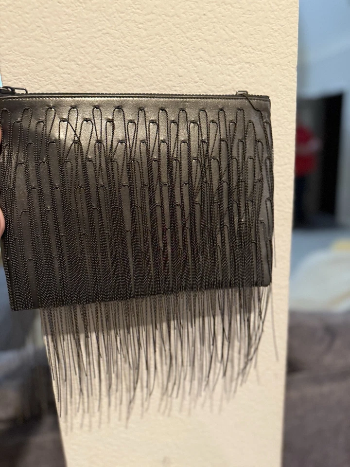 Bandolera/bolsa de mano/muñequera Brunello Cucinelli Monili Waterfall metálica, gris Foto 2 de 4