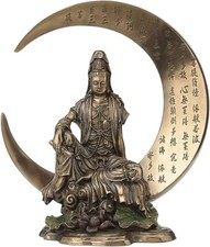 Kwan Yin on Crescent Moon 41755 Cold Cast Bro...