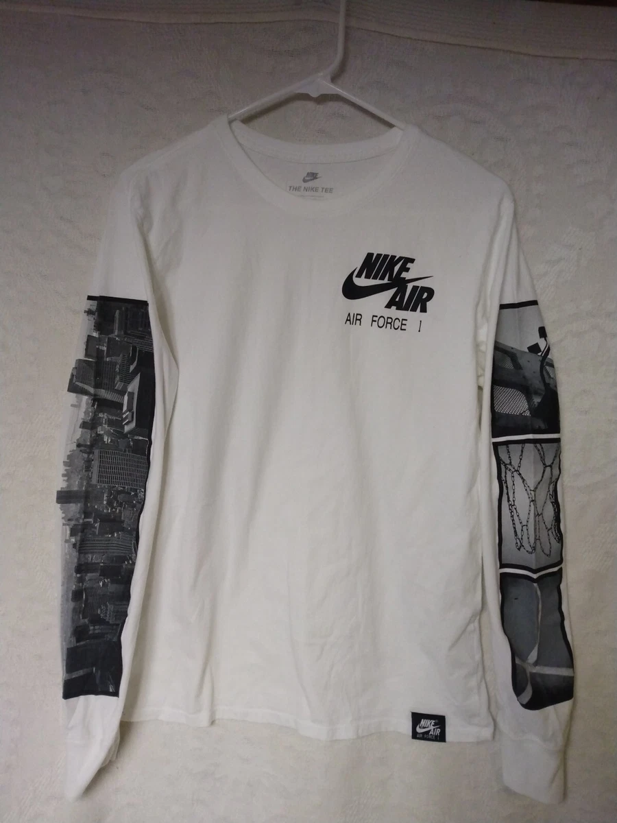 Nike Air Air Force 1 Shirt Long Sleeve City Skyline Street Gear Size Medium VG