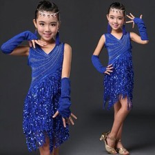 Kids Dresses for Girls Performance Latin Dance Dress for Children Fringe Dress