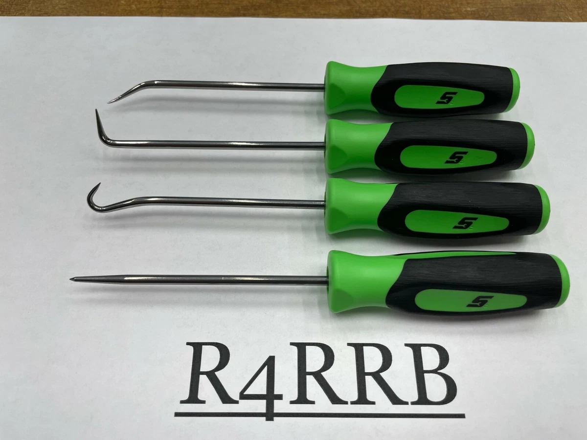 Snap on Tools USA NEW 4pc GREEN Mini Soft Grip Awl Hook Pick Set SGASA204CG