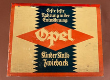 Alte Blechdose 1900-40 leer 30x26x24cm Marke Opel Kinder Kalk Zwieback Nahrung