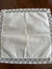 Vintage Wedding White Linen Hankie with Lace Edging. Great for Something "Old"