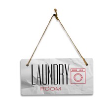 Laundry Room 5x10 Hanging Plus Wall or Door Sign  Rustic Twine