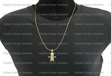 14K Yellow Gold Baby Boy Born Charm Pendant With 20" Figaro Chain its a Boy Kids