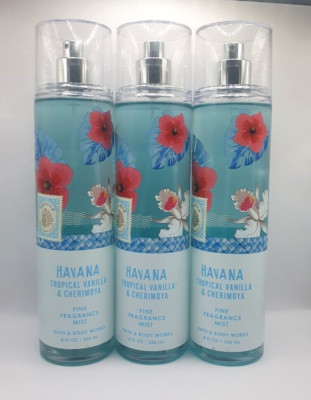 BATH AND BODY WORKS HAVANA TROPICAL VANILLA & CHERIMOYA MIST 8 OZ (SET OF 3)
