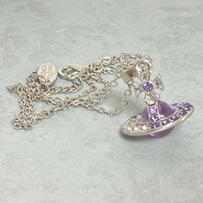 Vivienne Westwood Necklace CLARETTA Silver Purple TOP 2cm x 2cm NO BOX