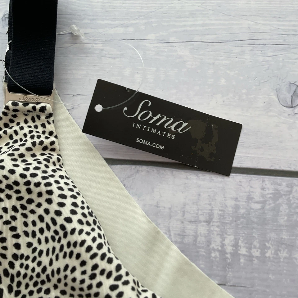 Sujetador Soma Vanishing Back Minimizador Talla 38DD Negro Blanco Con Aros Cobertura Completa Foto 4 de 4