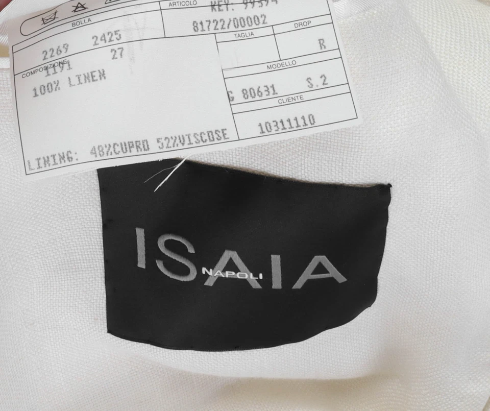 NWT ISAIA NAPOLI BLAZER coat jacket off-white linen Ormezzano luxury Italy 48 - Image 3 of 4