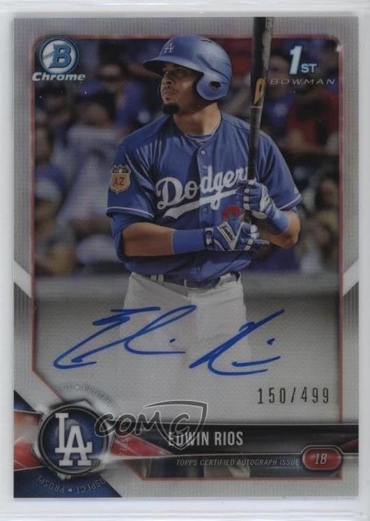 2018 Bowman Chrome Prospect Refractor 150/499 Edwin Rios #BCPA-ER Auto oh8