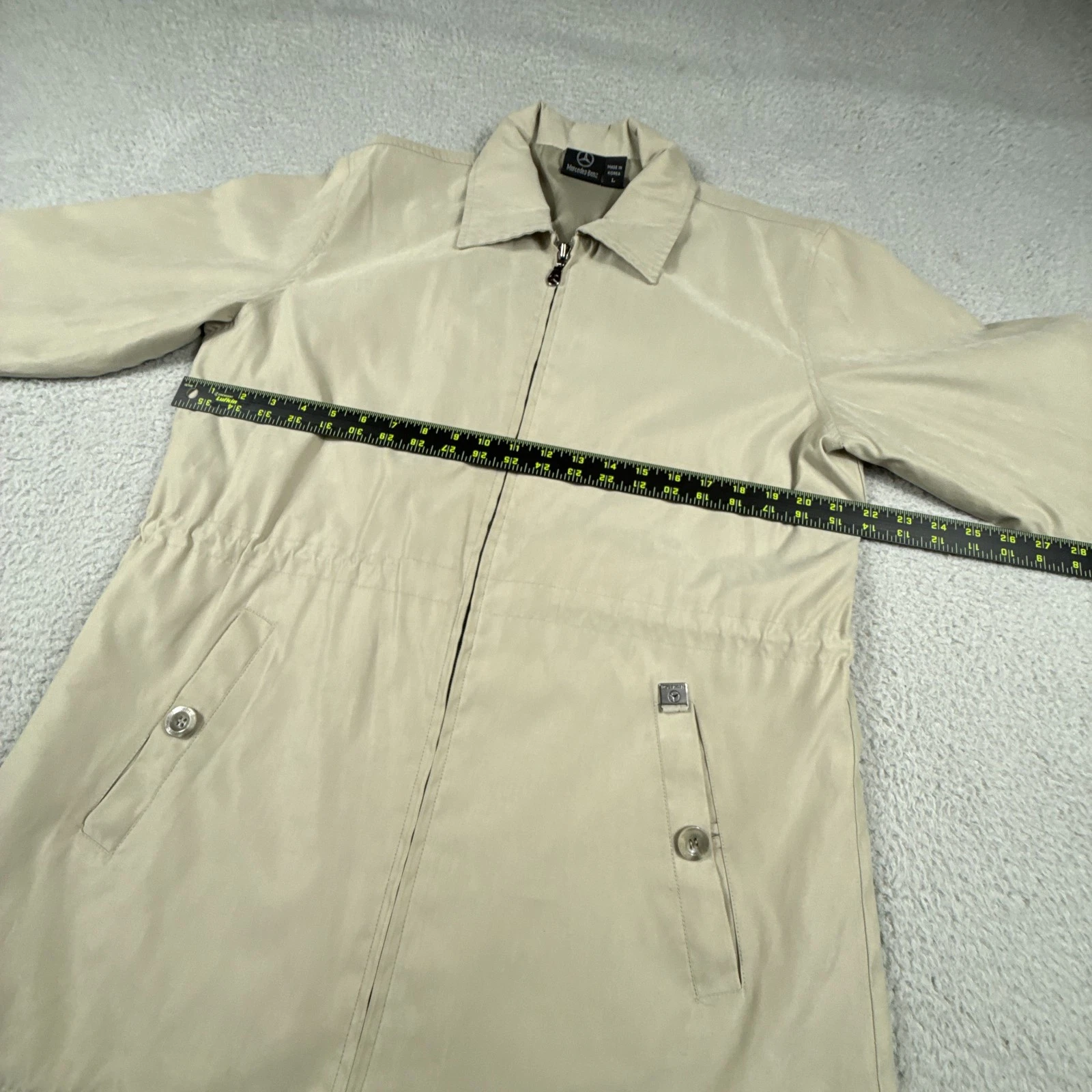 Vintage Mercedes Benz Jacket Mens Large Beige Windbreaker Coat Full Zip Lined image 6