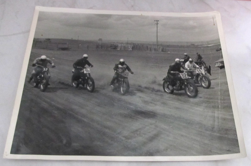 Vintage Motocross Motorcycle Race Photo 8" x 10" Cheyenne, Wyoming WY Tight Race