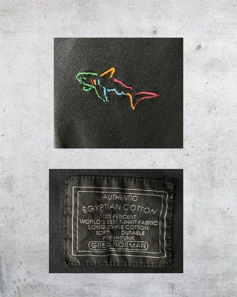 复古 90 年代黑色 Greg Norman 高尔夫 T 恤带鲨鱼标志埃及棉 xL — 第 4/4 张图片