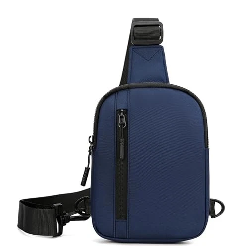 Mini Sling Bag for Men Small Crossbody Bag Dual Pocket Water Resistant Navy - Picture 1 of 6