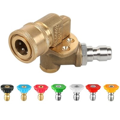Pressure Washer Pivoting Coupler Adapter 1/4'' Quick Connect 4500PSI 7 Nozzle Tip