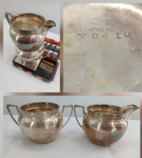 STERLING Silver CREAM AND SUGAR Bowl for Tea SET XD610 248 G TOTAL