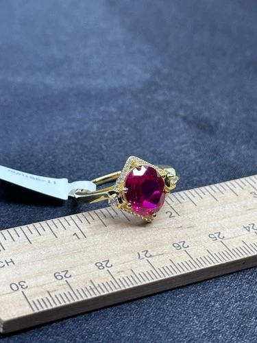 Gold Over Sterling & Unknown Gemstone Ring- 6 Grams-Size 11- Vintage Estate Find
