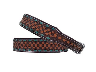 Leather Dog Collar Western Dog Collar Heavy Duty Hand Tooled Adjustable Padded