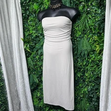 House of Harlow 1960 Dress Large V Strapless Ruched Midi Cocktail 3314