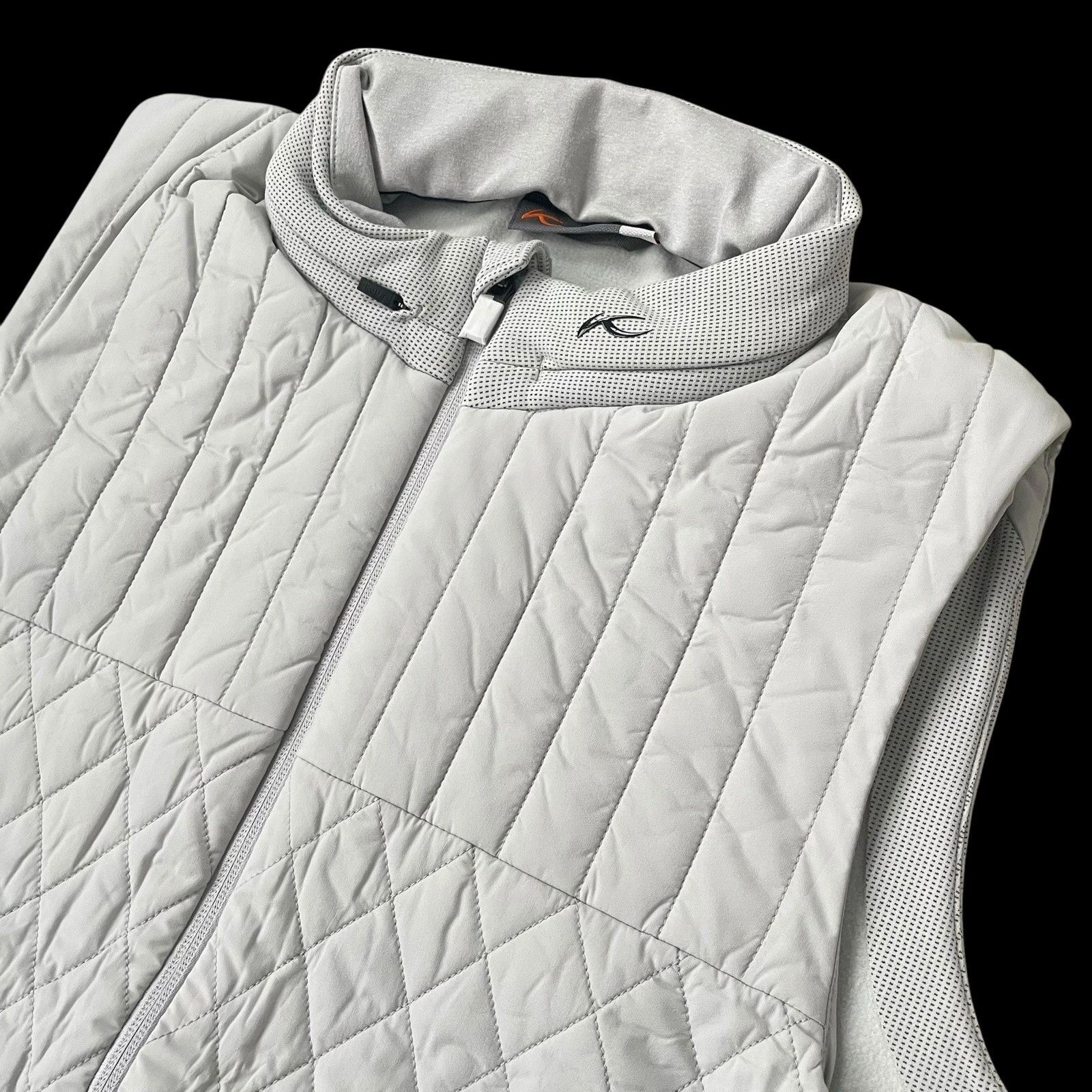 KJUS Mens Pike Quilted Full Zip Insulated Vest Light Grey Size XL $349