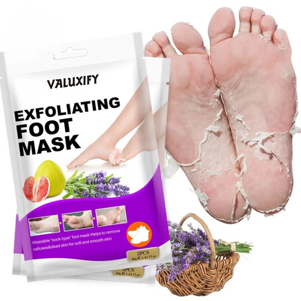DERMA V10 Exfoliating Foot Peel Sock Mask Baby Soft Feet Removes Dead Skin Lemon 1 Pair