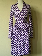 NWT Diane Von Furstenberg 1974 Chain Links Violet New Jeanne Two Wrap Dress 12