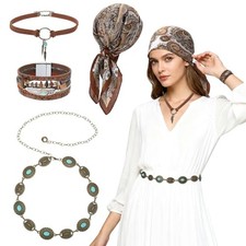 4 Pcs Western Cowgirl Jewelry Set for Women, Boho Turquoise Accessories with