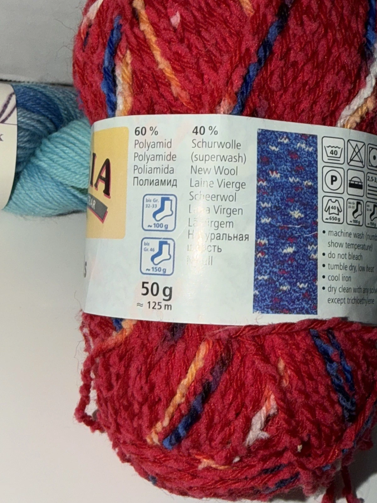 Large Mixed Wool Yarn Lot Mixed W/ 100% Wool - 75% - 50% Colorful Over 2 Pounds image 10
