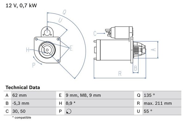 Starter Bosch 0 986 017 930 FÜR CitroËN Peugeot Anlasser Startmotor-image