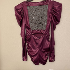 Kelle custom solo rhinestone burgundy biketard leotard Dance Costume SA adult