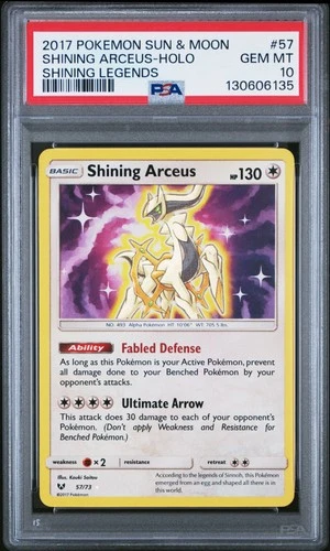 2017 POKEMON SUN & MOON SHINING LEGENDS #57 SHINING ARCEUS-HOLO PSA 10