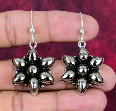Apache Pyrite Gemstone Handmade 925 Sterling Silver Designer Earrings Jewelry