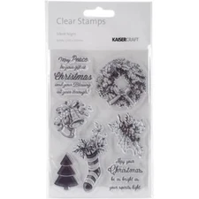 Kaisercraft Silent Night  Clear Stamps 4" X 6" CS271 Christmas Wreath Stocking 