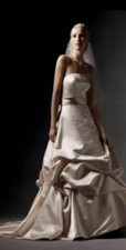Stunning Wedding Dress Size BRIDAL Oleg Cassini Ivory Taupe