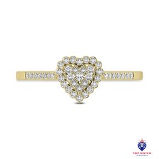 Natural 0.17 Ctw Diamond Heart Shape Promise Ring 10 KT