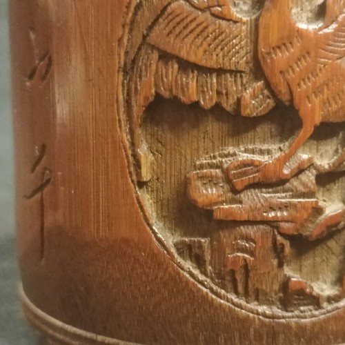 Ancient Chinese Bamboo Carved Vase Pot_ Late 19th/Early 20th Century - Bild 7 von 11